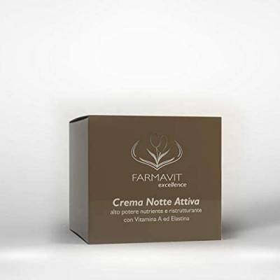 Crema Notte Attiva 50ml alto potere nutriente, ristrutturante Vitamina A ed Elastina - Farmavit